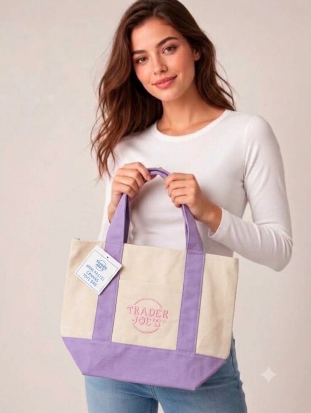 Trader Joe’s Mini Pastel Canvas Tote Bag - Lavender NWT